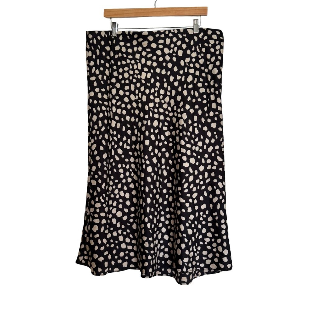 LOFT Black & White Abstract Dot Midi Skirt – XXL